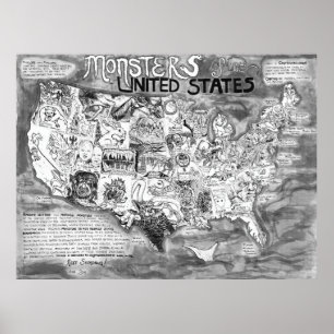 Póster Grandes monstruos de Estados Unidos de 48 x 36"