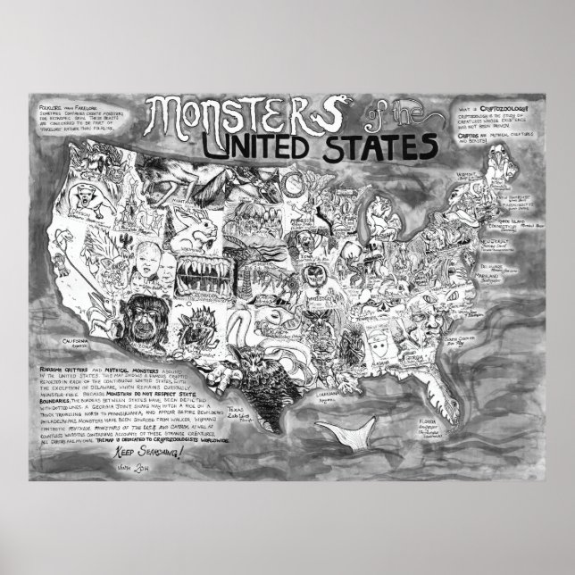 Póster Grandes monstruos de Estados Unidos de 48 x 36" (Frente)