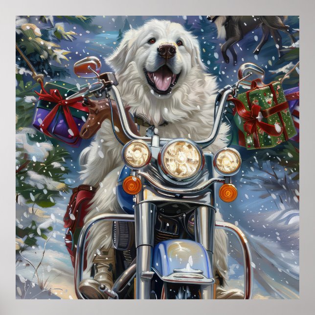 Póster Grandes Navidades de motociclismo de perros de los (Frente)