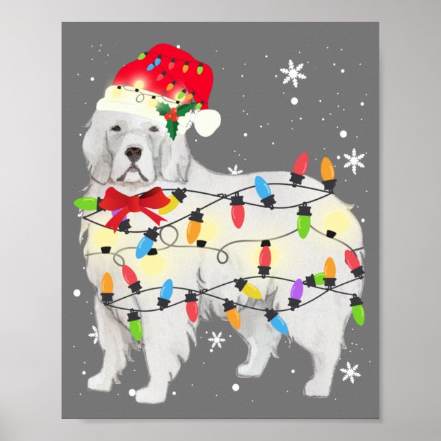 Póster Grandes Navidades de Perro de los Pirineos Encende (Frente)