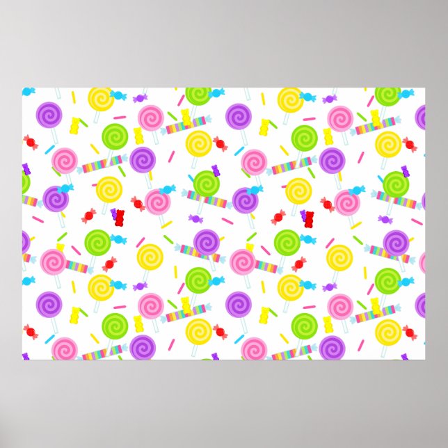 Póster Grandes ollipops y dulces tratamientos Fiesta fond (Frente)