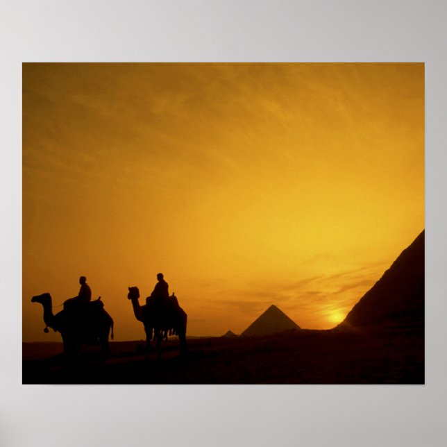 Póster Grandes Pirámides de Giza, Egipto al atardecer (Frente)