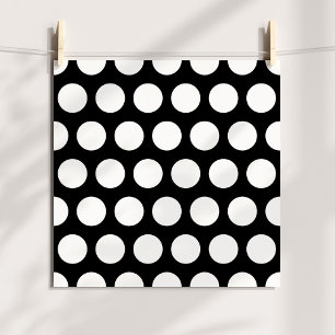 Póster Grandes puntos de polka blancos y negros