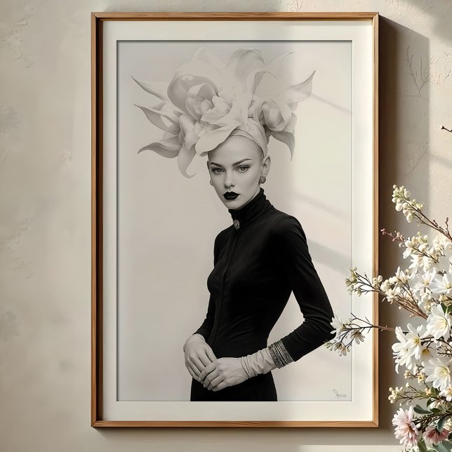 Póster Grandeza en flor: Moda escultural monocroma (Subido por el creador)