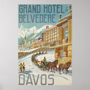 Póster Grandhotel Belvedere Davos Graubünden Alpes suizos