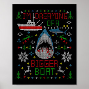 Póster Grandioso Tiburón Blanco pescando Navidades feos s