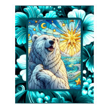 Grandioso y caprichoso oso polar Faux Stained Glas