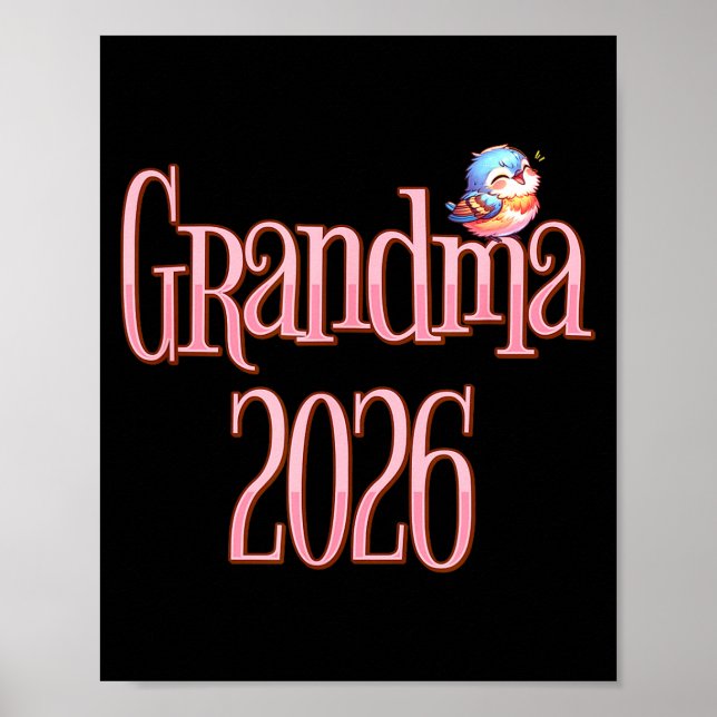 Póster Grandma 2026 Cute Bird New Grandma Pregnancy Revea (Frente)