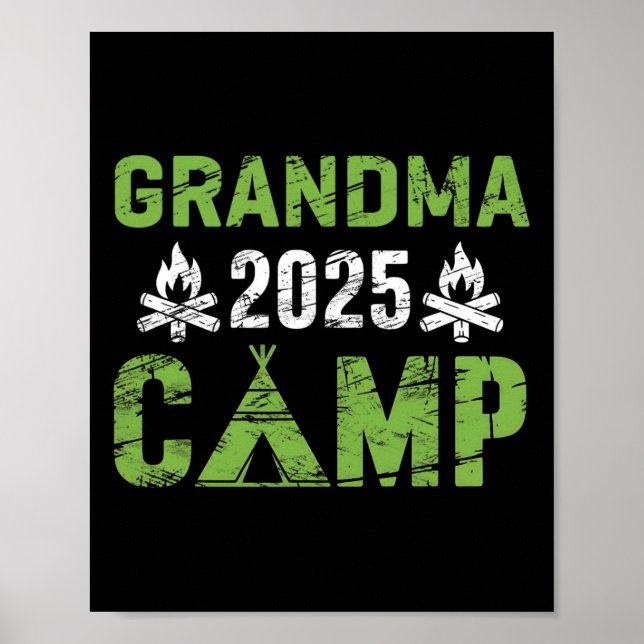 Póster Grandma Camp 2025 Family Vacation Summer Camping C (Frente)