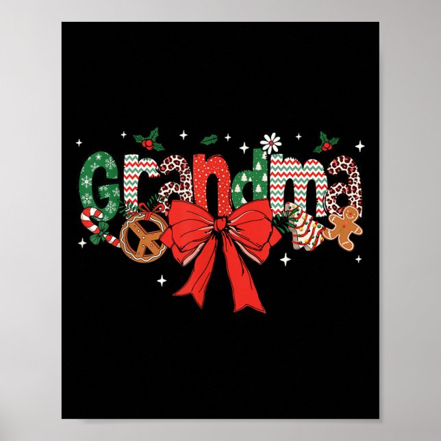 Póster Grandma Coquette Bow Christmas Merry Xmas Family M (Frente)
