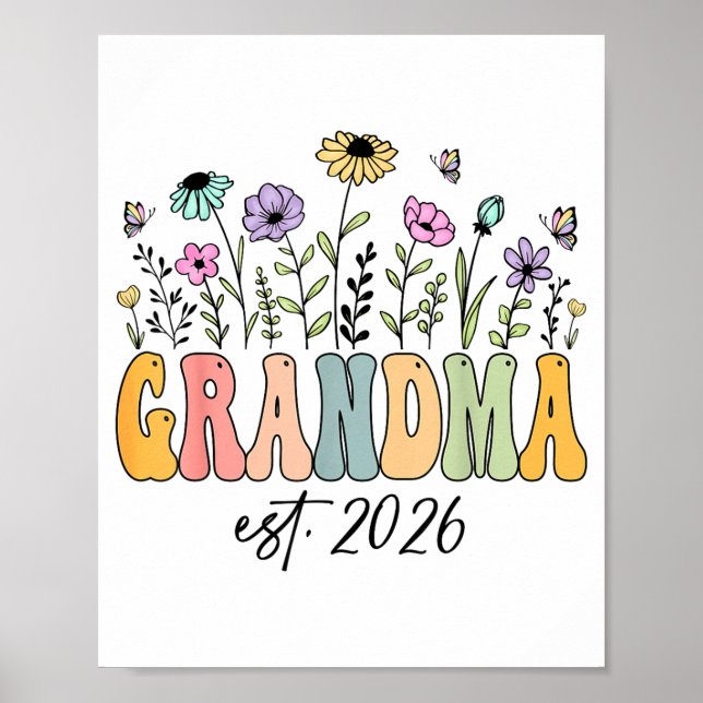 Póster Grandma Est. 2026 Wildflower Promoted To Grandma  (Frente)