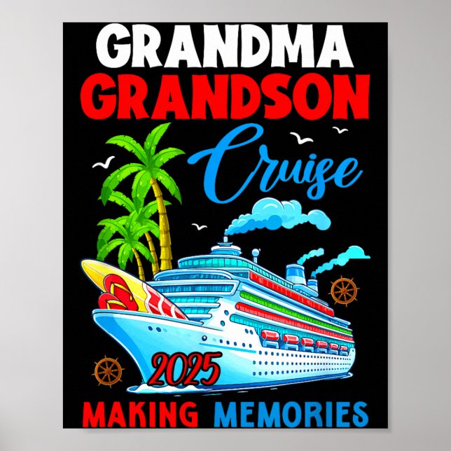 Póster Grandma Grandson Cruise 2025 Memories Christmas Fa (Frente)