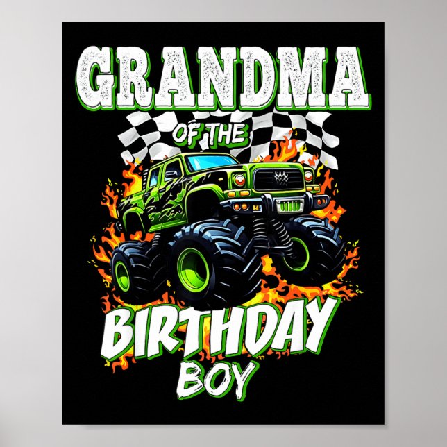 Póster Grandma Of The Birthday Boy Monster Truck Birthday (Frente)