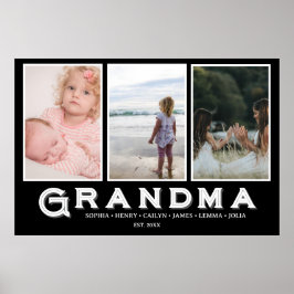 Póster Grandma Photo Collage – Custom Grandkids Names