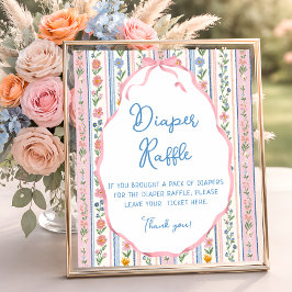 Póster Grandmillennial Floral Vintage Diaper Raffle