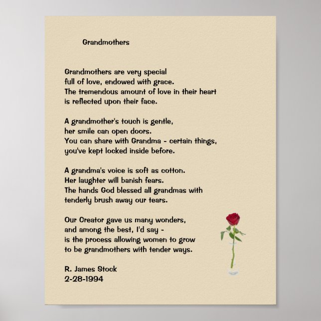 Póster "Grandmothers" Poem on 8x10 Poster (Frente)