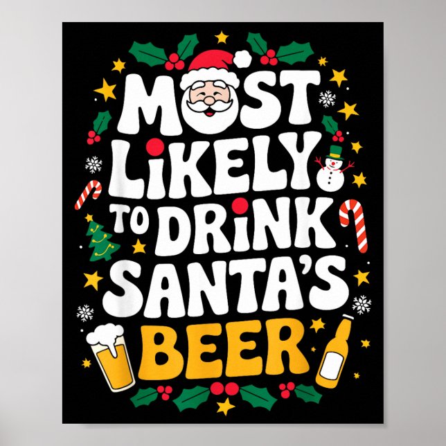 Póster Grandpa Christmas Men Dad Most Likely To Drink San (Frente)