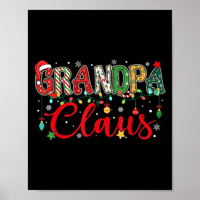 Póster Grandpa Claus Christmas Lights Pajama Family Match (Frente)