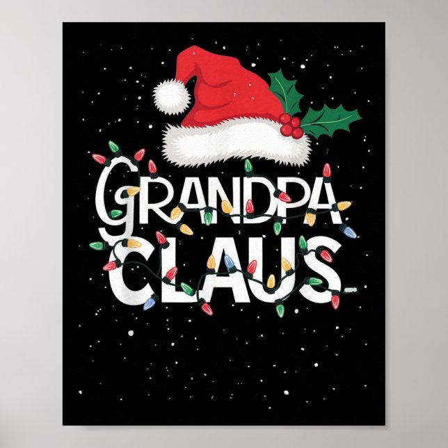 Póster Grandpa Claus Christmas Lights Pajama Family Match (Frente)