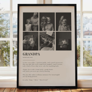 Póster Grandpa Definition Custom 6 Photo Collage Poster