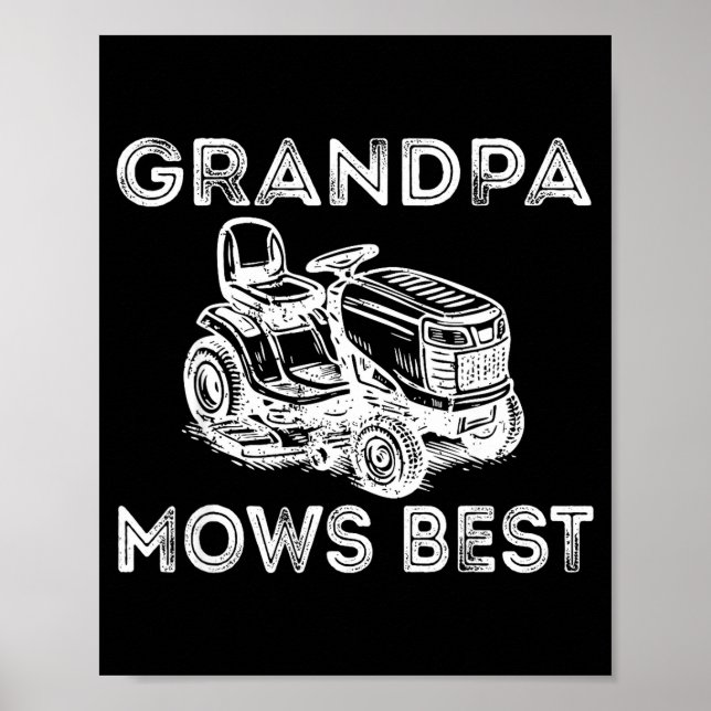 Póster Grandpa Mows Funny Lawn Mower Father's Day Papa  (Frente)