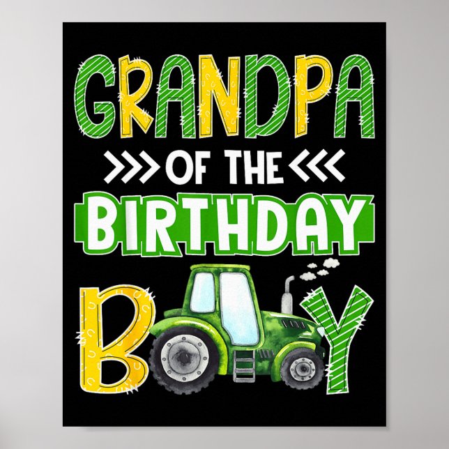 Póster Grandpa Of The Birthday Boy Tractors Farm Trucks F (Frente)
