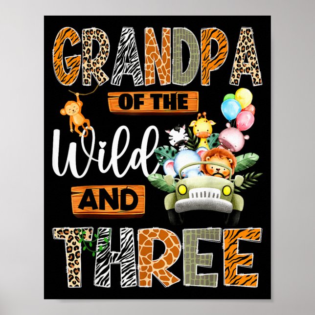 Póster Grandpa Of The Wild And Three 3rd Birthday Boy Saf (Frente)