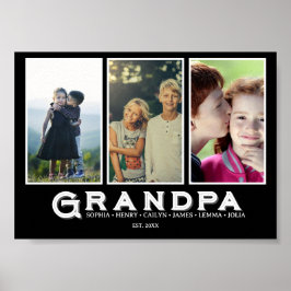 Póster Grandpa Photo Collage – Custom Grandkids Names 