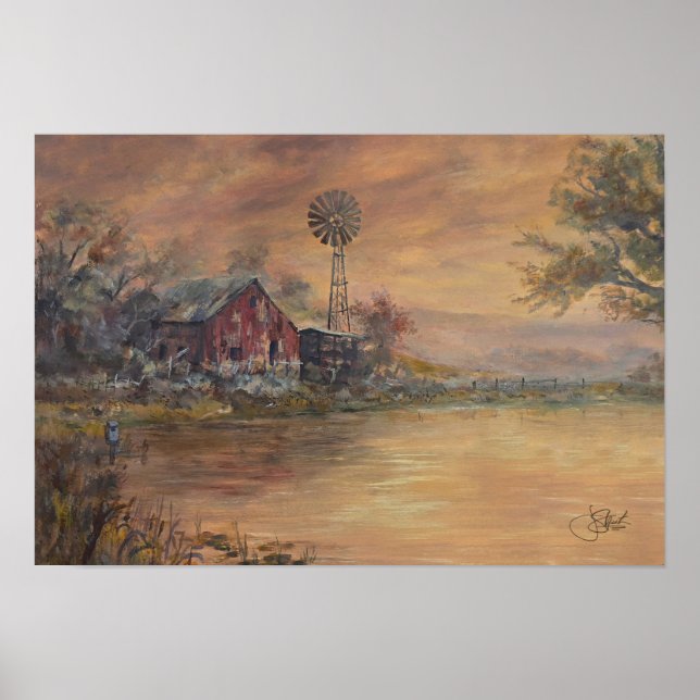Póster Granero Antiguo Pintado a Mano (Frente)
