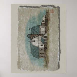 Póster Granero blanco grande de Amish