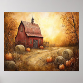 Póster Granero de Otoño Rústico