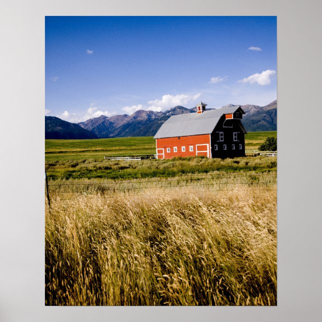 Póster Granero rojo en el campo cerca de Joseph, Oregon,  (Frente)