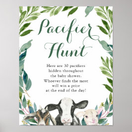Póster Granja Animal Greenery Boy Pacifier Hunt Poster
