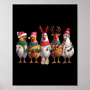 Póster Granja animal lindo Navidad Navidad Funny pollo Cr