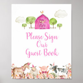 Póster Granja Animales Barnyard Por favor Rótulo a nuestr