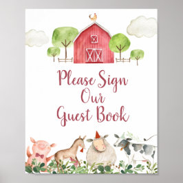 Póster Granja Animales Barnyard Por favor Rótulo a nuestr