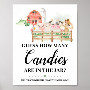 Póster Granja Animas: ¿Cuántos Cantos en Baby Shower Game