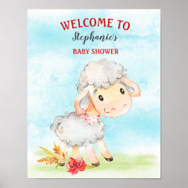 Póster Granja Baby Shower de ovejas acuáticas