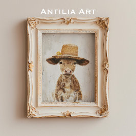 Póster Granja capilar capilar de vaca pintando ternera co