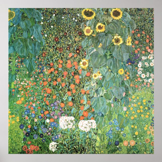 Póster Granja con girasoles de Gustav Klimt (Frente)