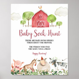 Póster Granja de animales Barnyard Baby Sock Hunt Poster