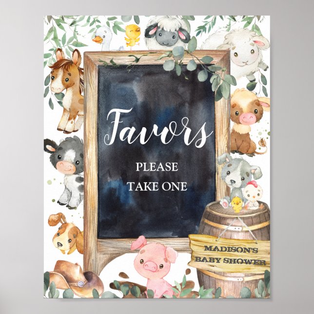 Póster Granja de animales Barnyard Greenery Favorece el R (Frente)