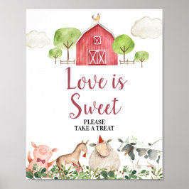 Póster Granja de animales Barnyard Love is Sweet