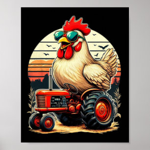 Póster Granja de Animales Divertida Camiseta de Pollos pa