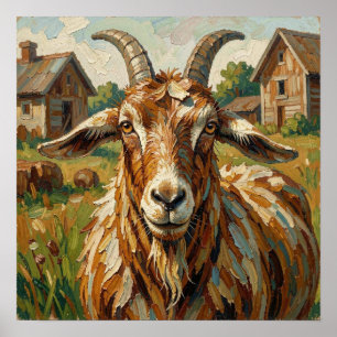 Póster Granja de animales lindos impastos Cabra