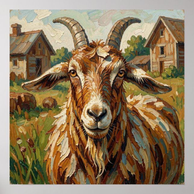 Póster Granja de animales lindos impastos Cabra   (Frente)