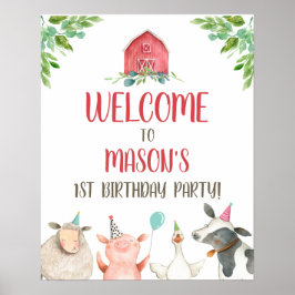 Póster Granja de animales Niño Fiesta de cumpleaños Barny