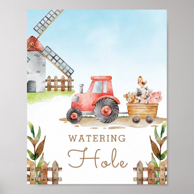Póster Granja de animales Primera fiesta de cumpleaños Ag (Frente)