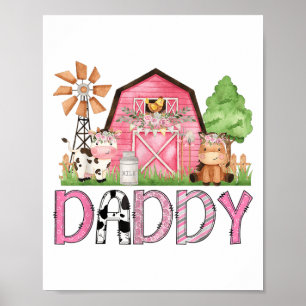 Póster Granja de animales rosa del papá Cumpleaños infant