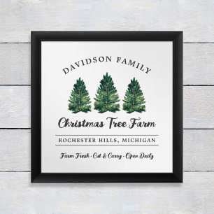 Póster Granja de árboles de Navidad de pino de familia pe